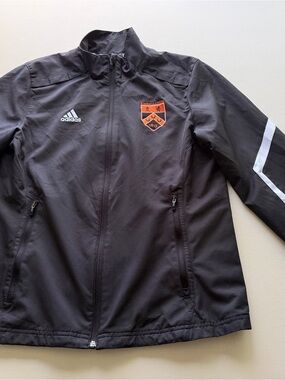 adidas Black Track Jacket with Orange Crest and White Logo